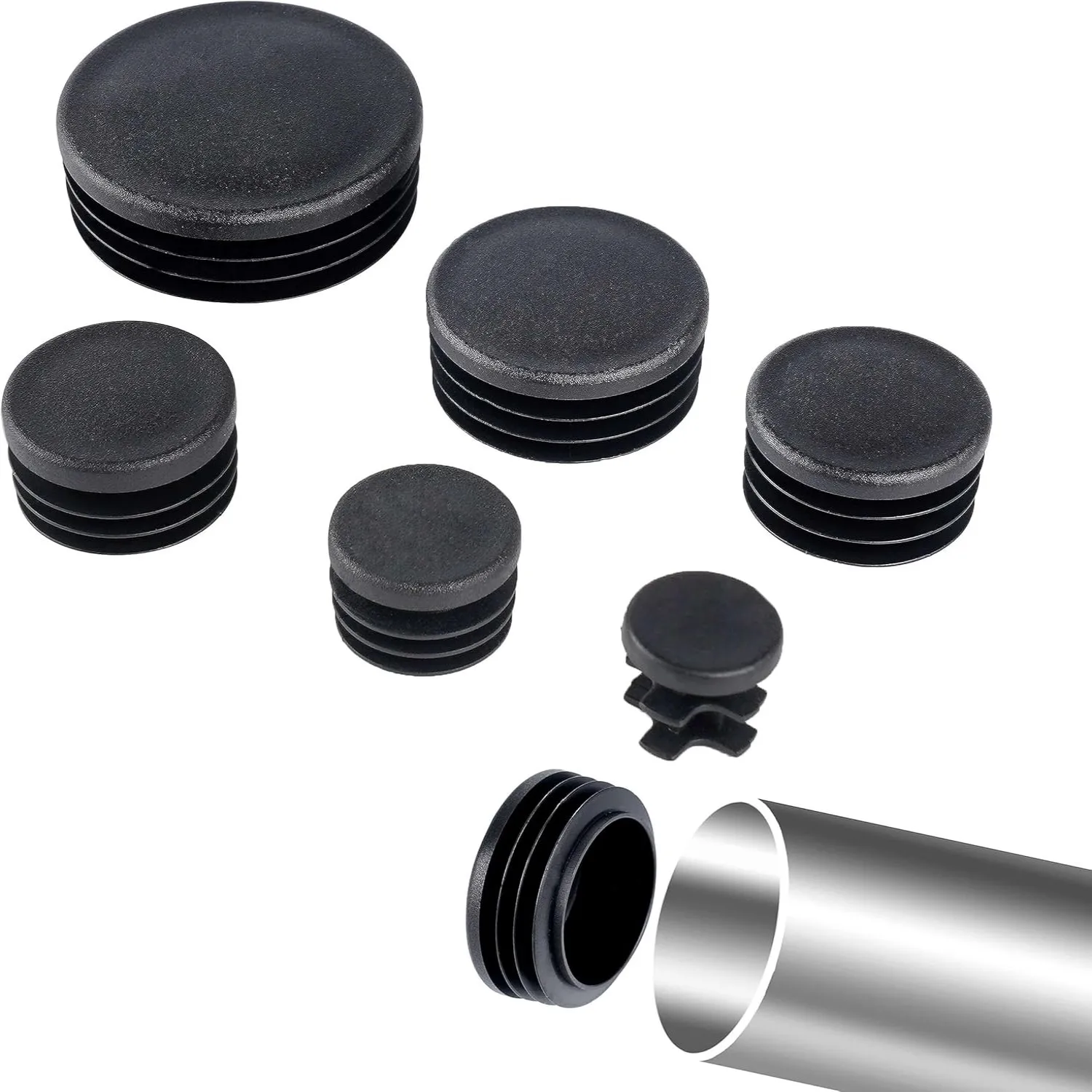 Plastic Pipe Clip - Zwarte Ronde Pijp Plug 10-60mm Plastic
